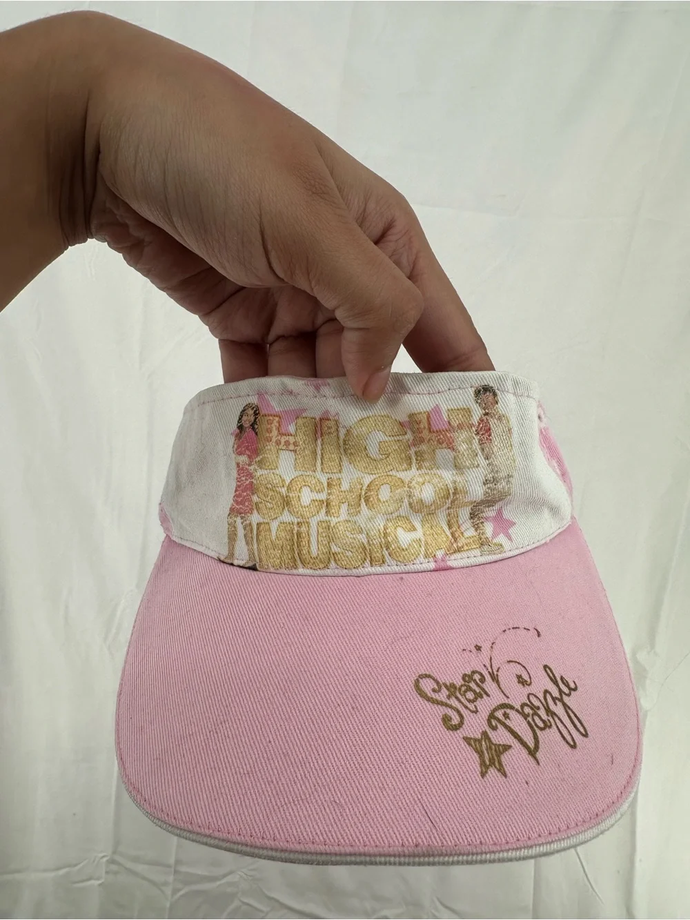 Kidcore Whimsy Y2K High School Musical Graphic Pink and White Visor/Hat